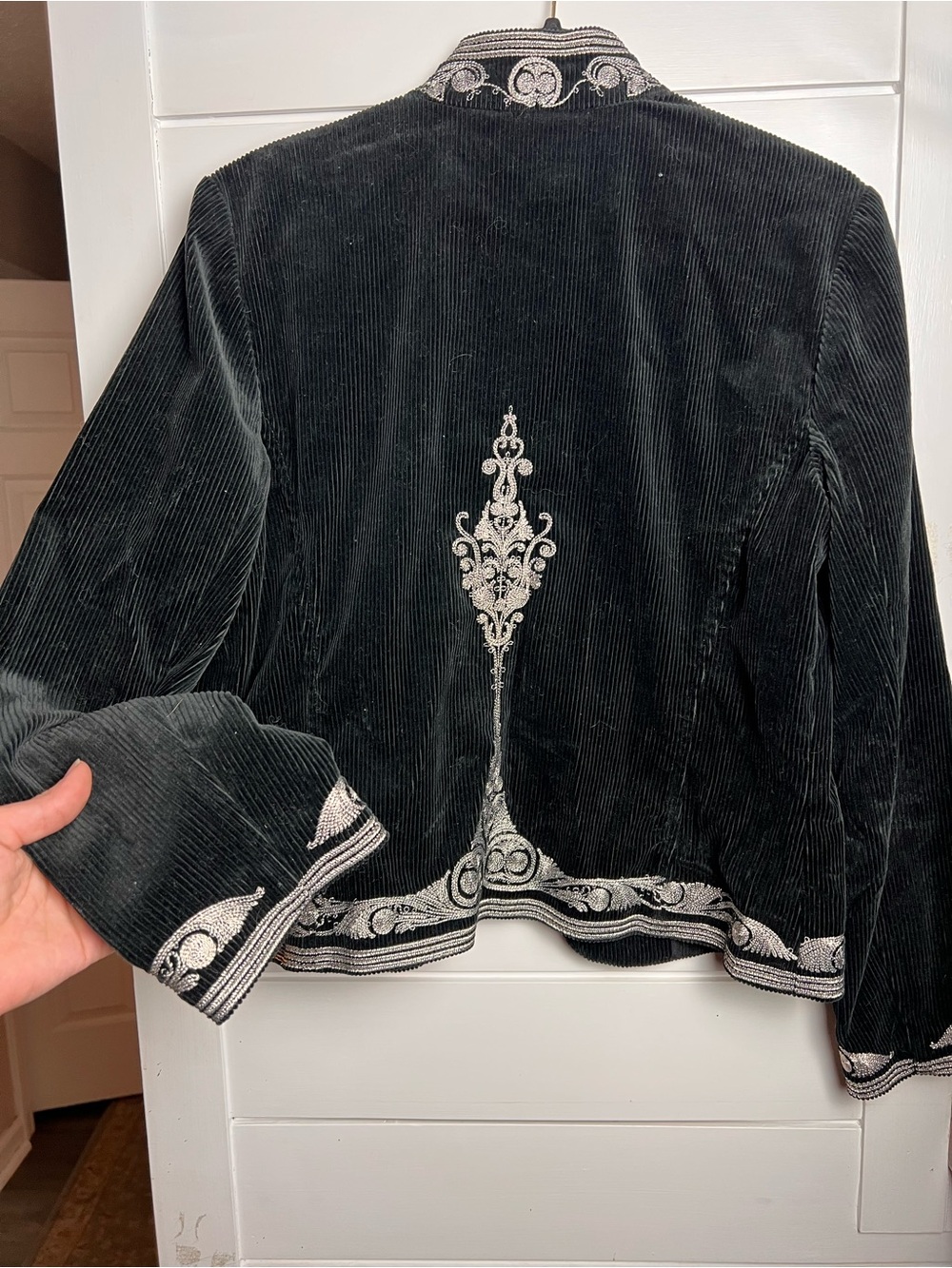 Chico's Black Velvet Jacket with Silver Embroidery - Picture 6 of 7